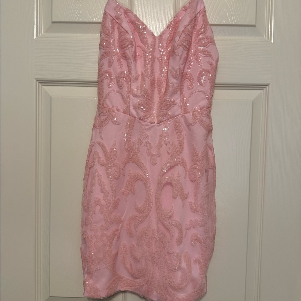 Pink Sequin Embellished Dress Homecoming HOCO